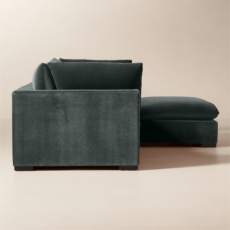 Deseo 4-Piece Grey Blue Performance Velvet Standard Depth Sectional Sofa - image 3 of 8