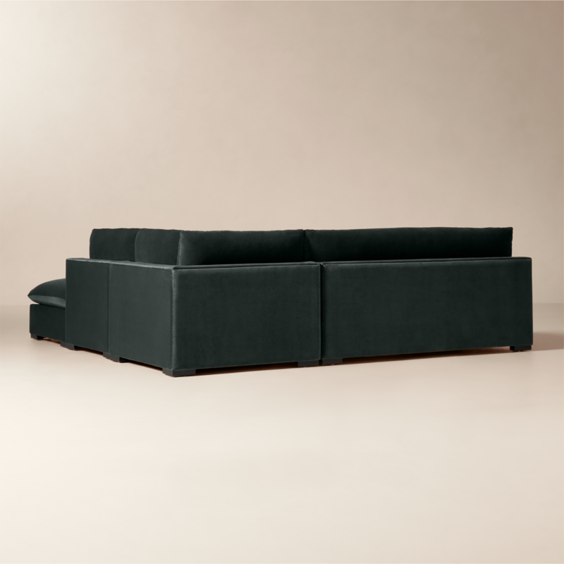 Deseo 4-Piece Grey Blue Performance Velvet Standard Depth Sectional Sofa with Loveseat - image 4 of 8