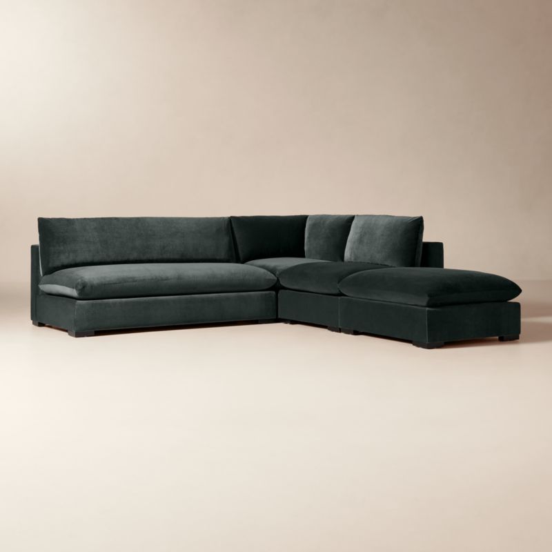 Deseo 4-Piece Grey Blue Performance Velvet Standard Depth Sectional Sofa with Loveseat - image 1 of 7