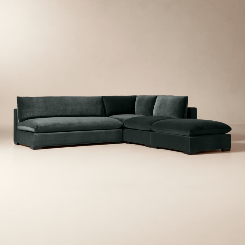 Deseo 4-Piece Grey Blue Performance Velvet Standard Depth Sectional Sofa with Loveseat - image 2 of 8