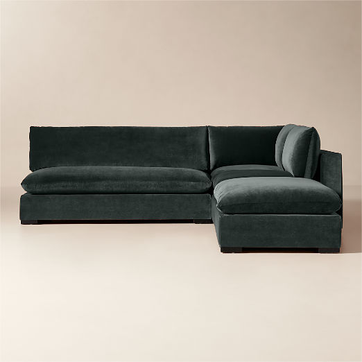 Deseo 4-Piece Grey Blue Performance Velvet Standard Depth Sectional Sofa with Loveseat