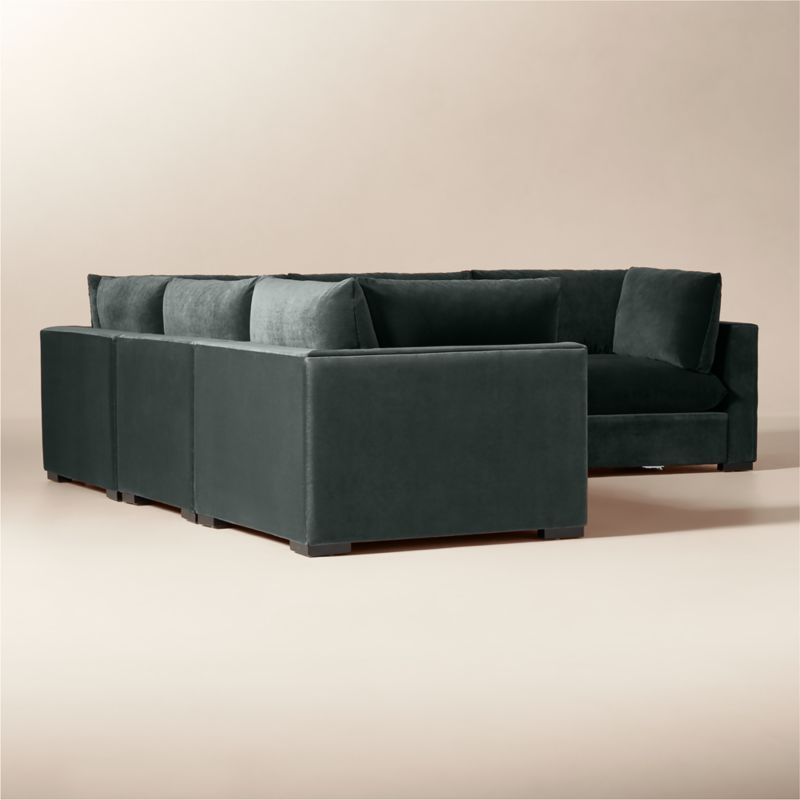 Deseo 5-Piece Grey Blue Performance Velvet Standard Depth Sectional Sofa - image 1 of 7