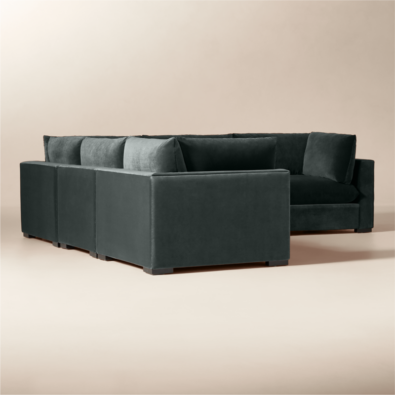 Deseo 5-Piece Grey Blue Performance Velvet Standard Depth Sectional Sofa - image 2 of 8