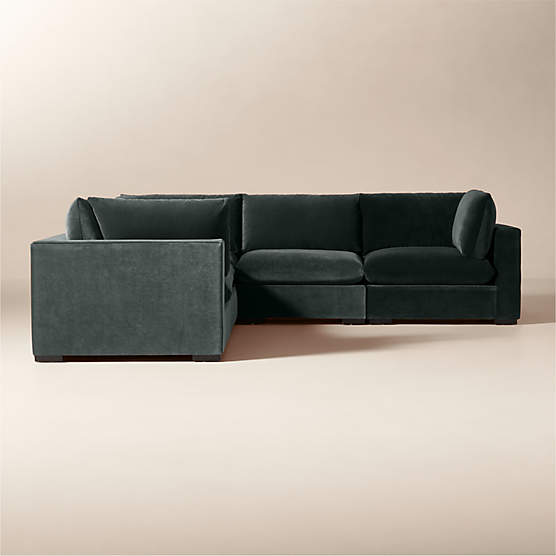 Deseo 5-Piece Grey Blue Performance Velvet Standard Depth Sectional Sofa