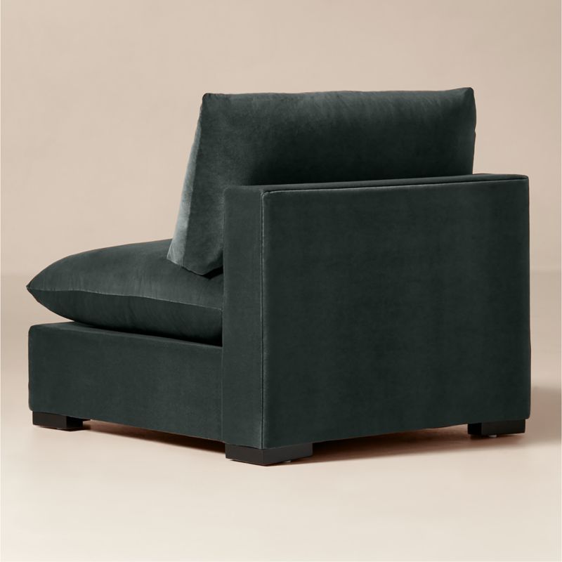Deseo Grey Blue Performance Velvet Standard Depth Armless Chair - image 3 of 7