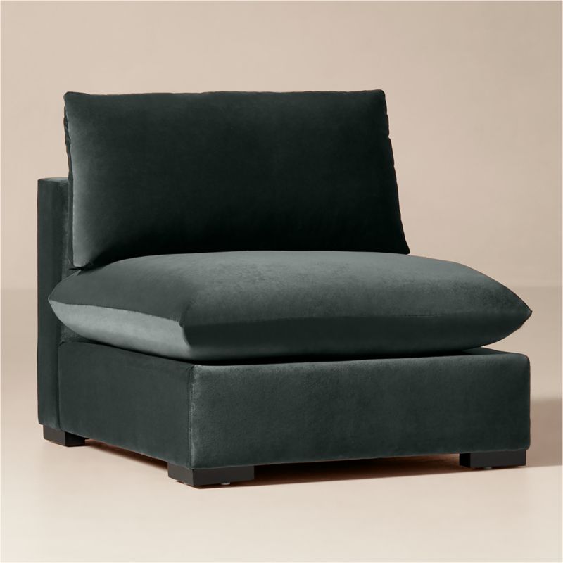 Deseo Grey Blue Performance Velvet Standard Depth Armless Chair - image 1 of 7