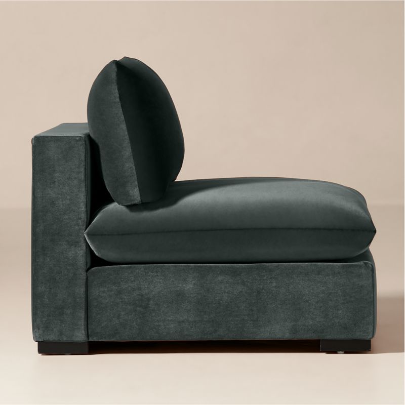 Deseo Grey Blue Performance Velvet Standard Depth Armless Chair - image 2 of 7