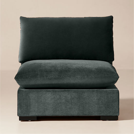 Deseo Grey Blue Performance Velvet Standard Depth Armless Chair