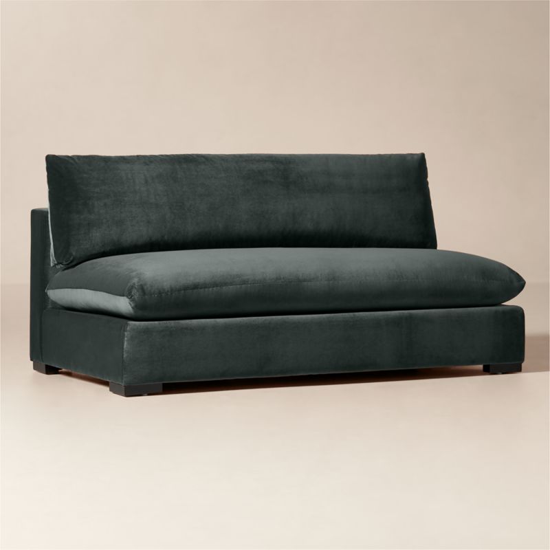 Deseo 65" Grey Blue Performance Velvet Standard Depth Armless Loveseat - image 1 of 7