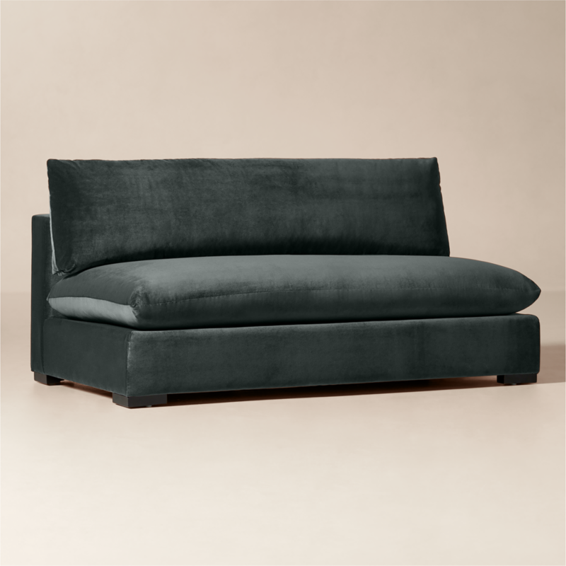 Deseo 65" Grey Blue Performance Velvet Standard Depth Armless Loveseat - image 1 of 7
