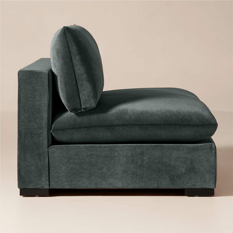 Deseo 65" Grey Blue Performance Velvet Standard Depth Armless Loveseat - image 2 of 7