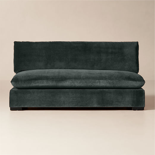 Deseo 65" Grey Blue Performance Velvet Standard Depth Armless Loveseat
