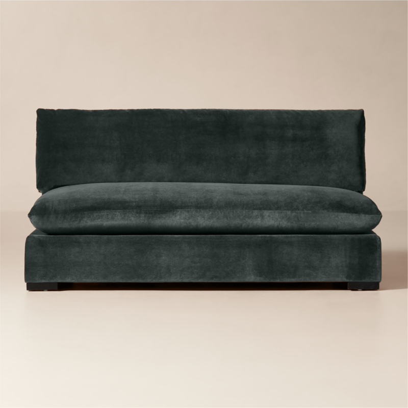 Deseo 65" Grey Blue Performance Velvet Standard Depth Armless Loveseat - image 0 of 7