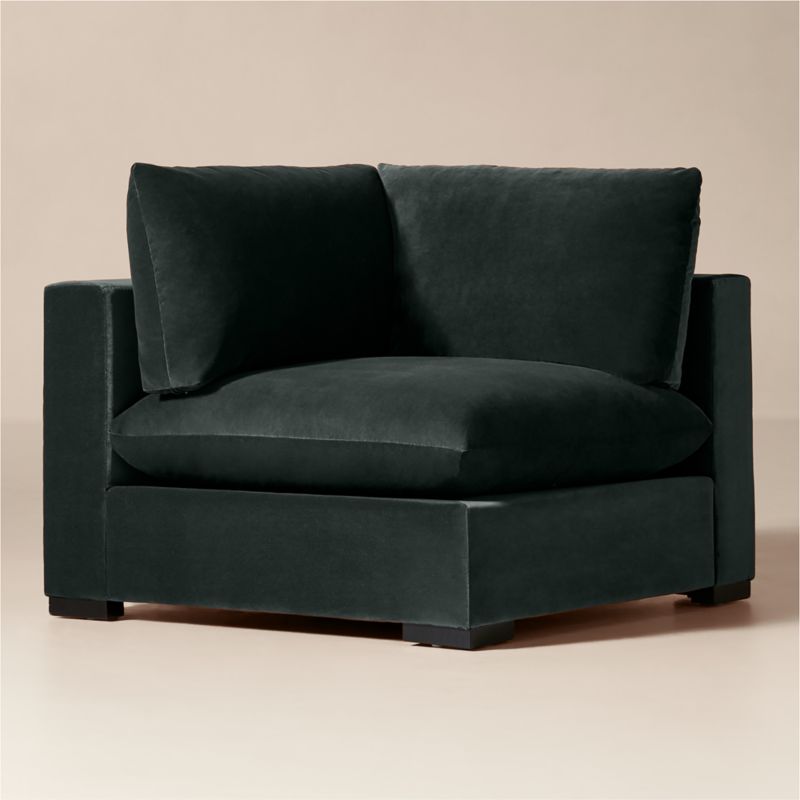Deseo Grey Blue Performance Velvet Standard Depth Corner Chair - image 1 of 7