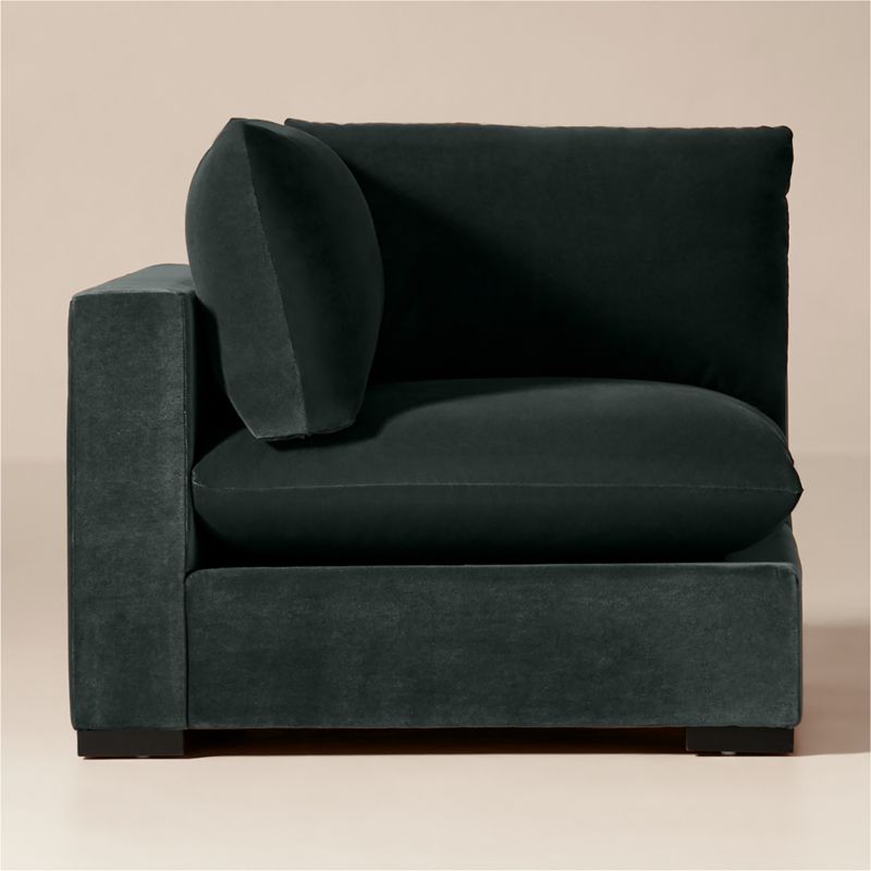 Deseo Grey Blue Performance Velvet Standard Depth Corner Chair - image 2 of 7