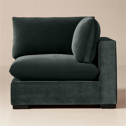 Deseo Grey Blue Performance Velvet Standard Depth Corner Chair