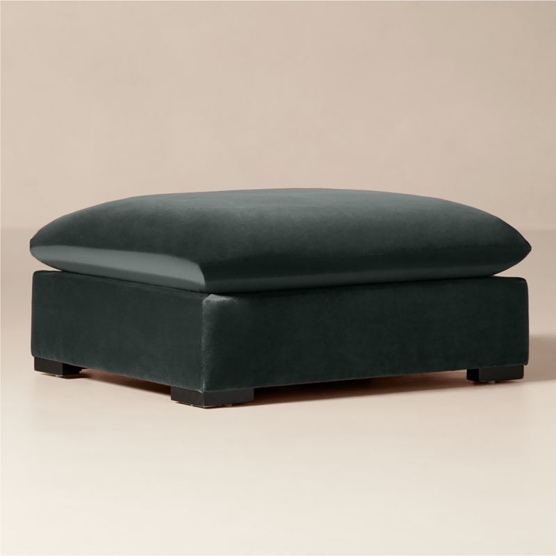 Deseo Grey Blue Performance Velvet Standard Depth Ottoman - image 1 of 4