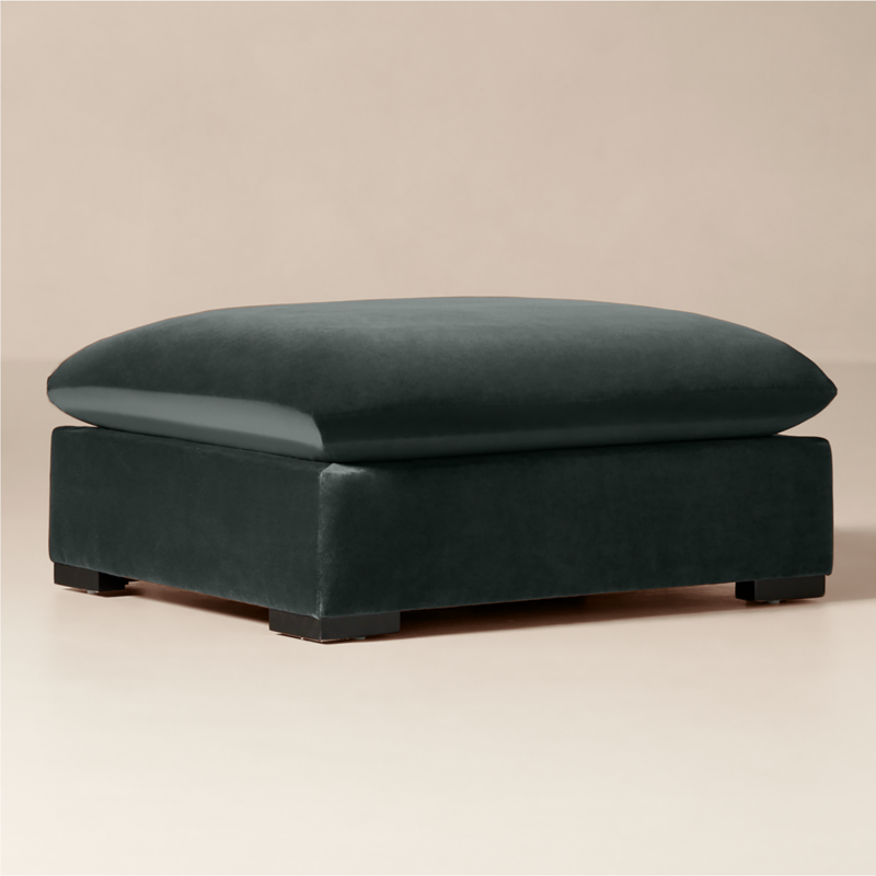 Deseo Grey Blue Performance Velvet Standard Depth Ottoman - image 1 of 4