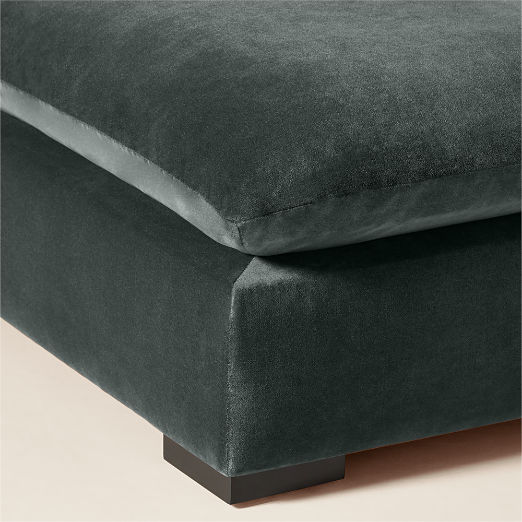 Deseo Grey Blue Performance Velvet Standard Depth Ottoman