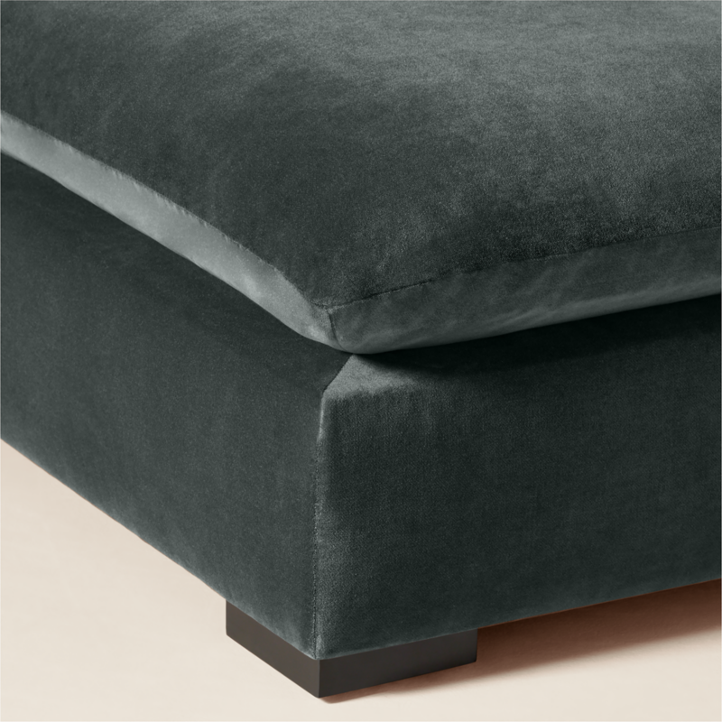 Deseo Grey Blue Performance Velvet Standard Depth Ottoman - image 2 of 4