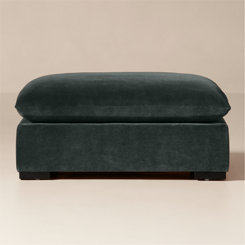 Deseo Grey Blue Performance Velvet Standard Depth Ottoman - image 0 of 4