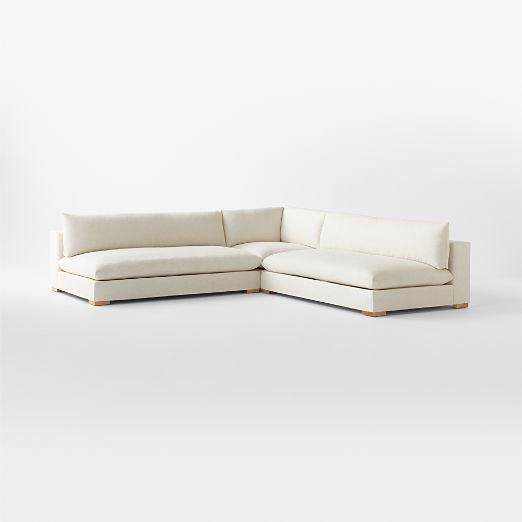 Deseo 3-Piece L-Shaped White Performance Fabric Deep Depth Sectional Sofa with Loveseat