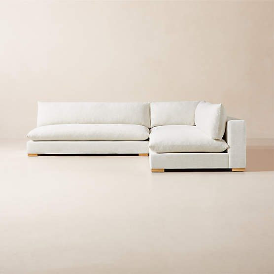 Deseo 3-Piece L-Shaped White Performance Fabric Deep Depth Sectional Sofa with Loveseat