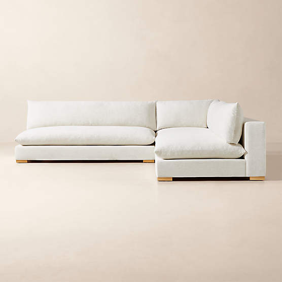 Deseo 3-Piece Modular White Performance Fabric Deep Depth Sectional Sofa with Loveseat