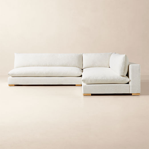 Deseo 3-Piece Modular White Performance Fabric Deep Depth Sectional Sofa with Loveseat