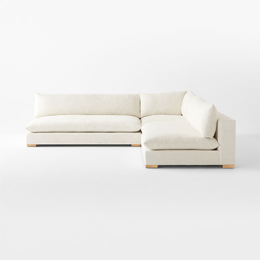 Deseo 3-Piece L-Shaped White Performance Fabric Deep Depth Sectional Sofa with Loveseat