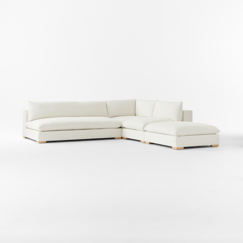 Deseo 4-Piece Modular White Performance Fabric Deep Depth Sectional Sofa with Loveseat - image 6 of 10