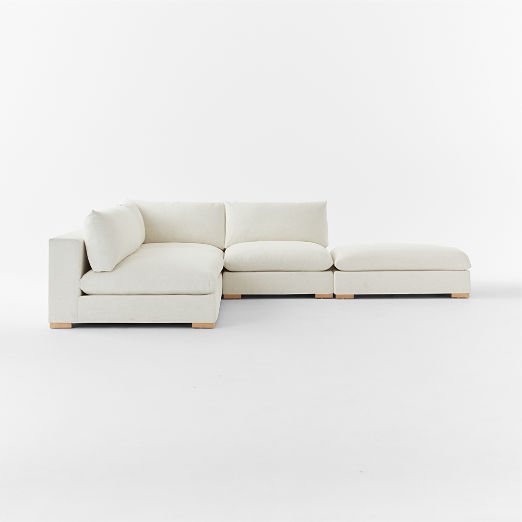 Deseo 4-Piece Modular L-Shaped White Performance Fabric Deep Depth Sectional Sofa with Loveseat