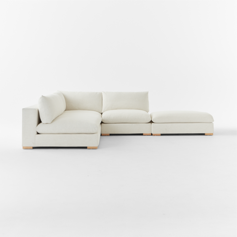 Deseo 4-Piece Modular White Performance Fabric Deep Depth Sectional Sofa with Loveseat - image 7 of 10