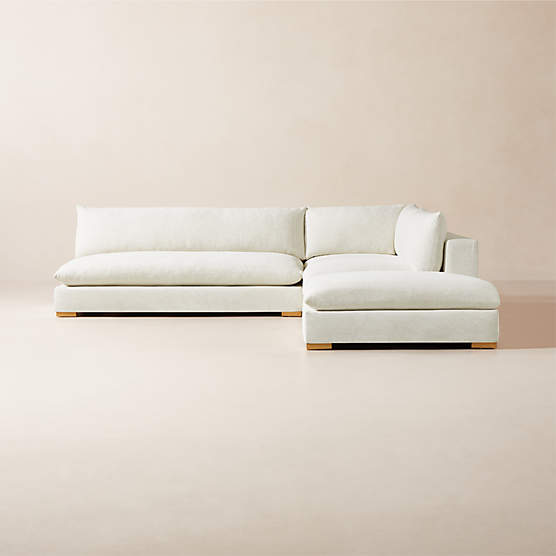 Deseo 4-Piece Modular L-Shaped White Performance Fabric Deep Depth Sectional Sofa with Loveseat