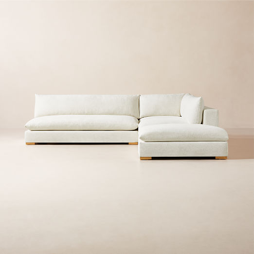 Deseo 4-Piece Modular L-Shaped White Performance Fabric Deep Depth Sectional Sofa with Loveseat