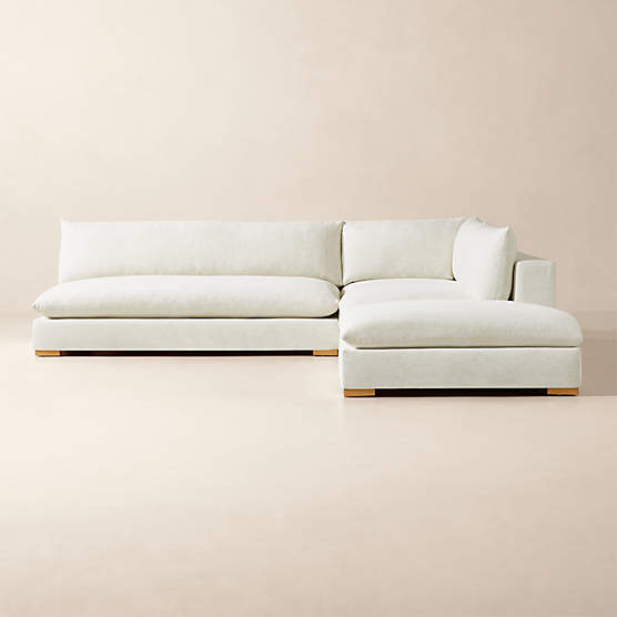 Deseo 4-Piece Modular White Performance Fabric Deep Depth Sectional Sofa with Loveseat