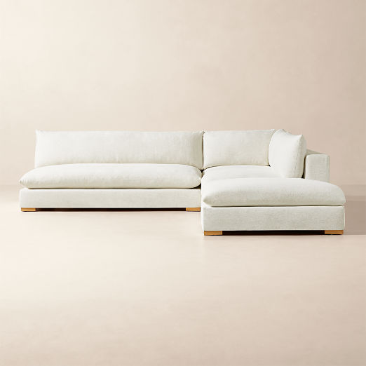 Deseo 4-Piece Modular White Performance Fabric Deep Depth Sectional Sofa with Loveseat