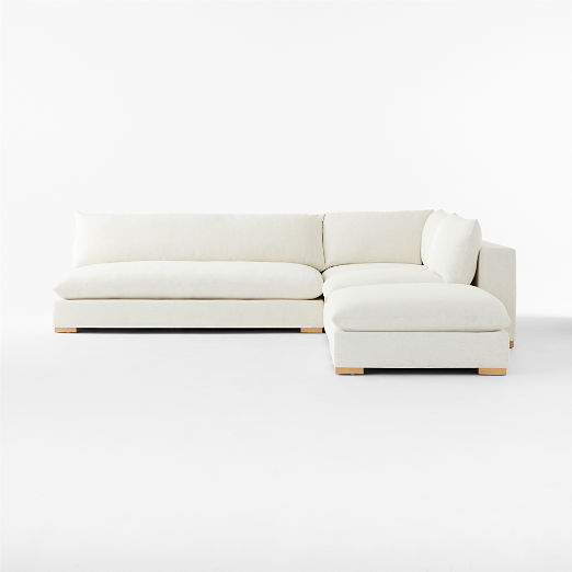 Deseo 4-Piece Modular L-Shaped White Performance Fabric Deep Depth Sectional Sofa with Loveseat