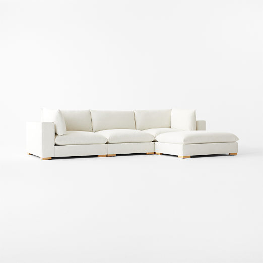 Deseo 4-Piece Modular L-Shaped White Performance Fabric Deep Depth Sectional Sofa