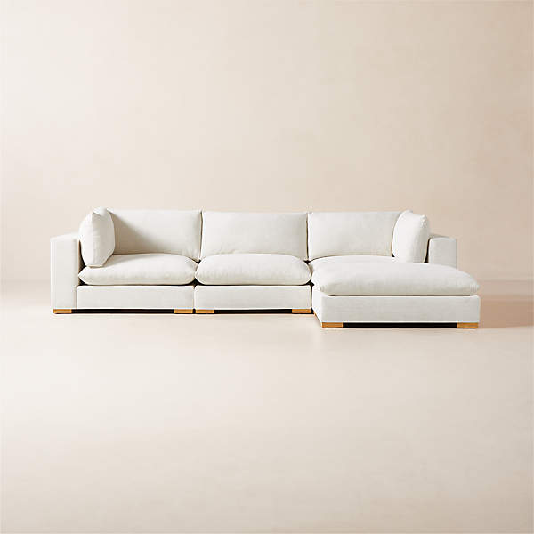 Deseo 4 Piece Modular L Shaped White Performance Fabric Sectional Sofa Cb2 Canada