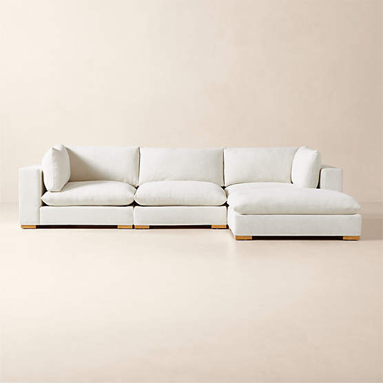 Deseo 4-Piece Modular L-Shaped White Performance Fabric Deep Depth Sectional Sofa