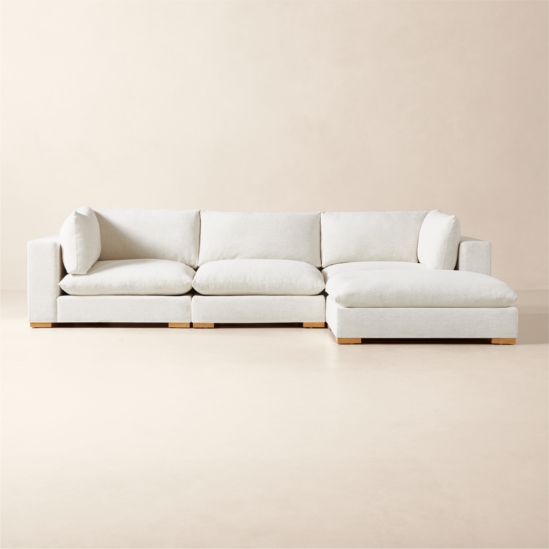 Deseo 4-Piece Modular White Performance Fabric Deep Depth Sectional Sofa - image 0 of 10