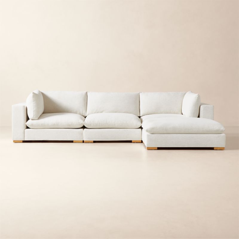 Deseo 4-Piece Modular L-Shaped White Performance Fabric Sectional Sofa