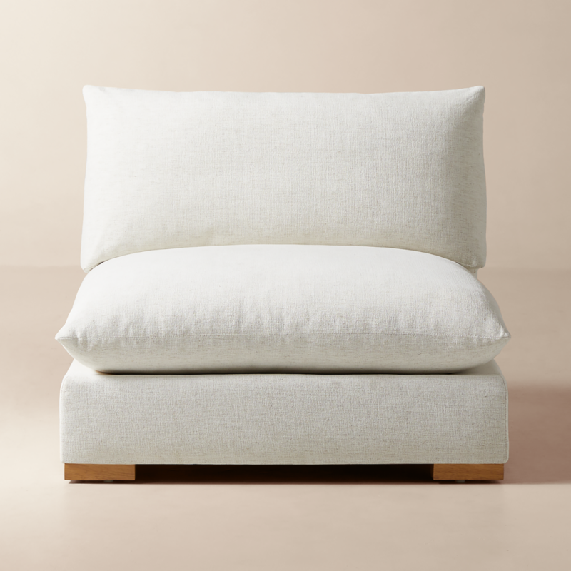 Deseo White Performance Fabric Deep Depth Armlesss Chair - image 0 of 10