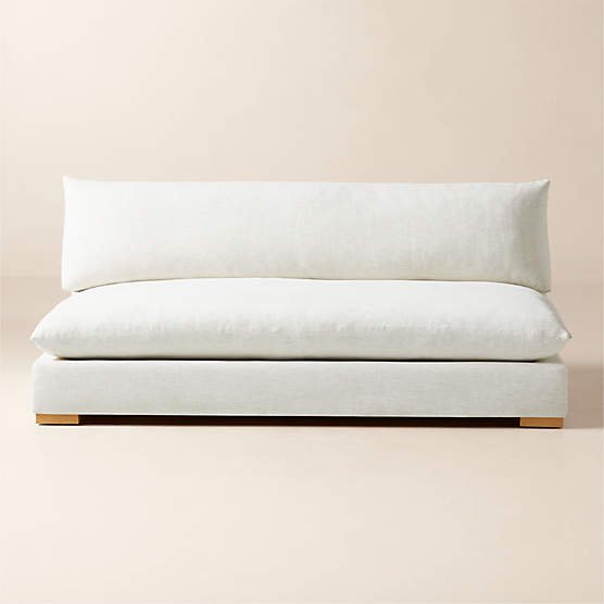 Deseo 71" White Performance Fabric Deep Depth Armless Loveseat