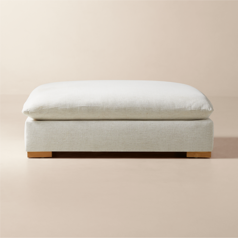 Deseo White Performance Fabric Deep Depth Ottoman - image 0 of 6