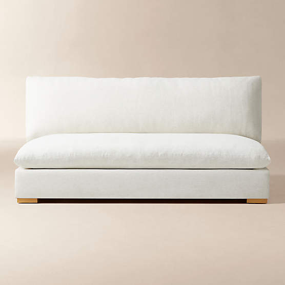 Deseo 65" White Performance Fabric Standard Depth Armless Loveseat