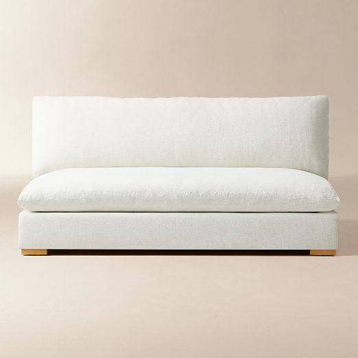 Deseo White Performance Fabric Standard Depth Armless Loveseat