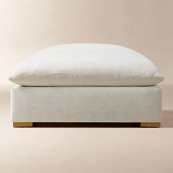 Deseo White Performance Fabric Standard Depth Ottoman