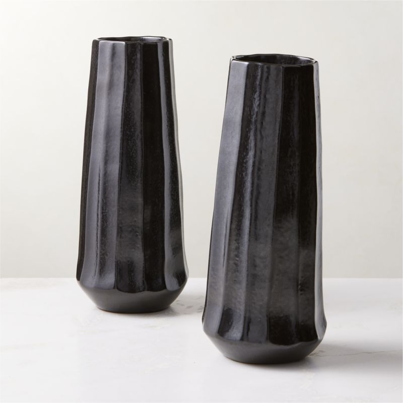 Desi Ribbed Black Vase Tall - image 4 of 9